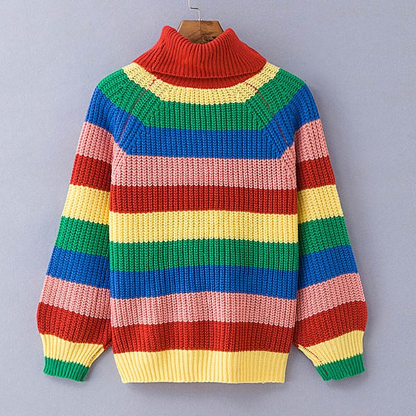 Rainbow Turtleneck Sweater