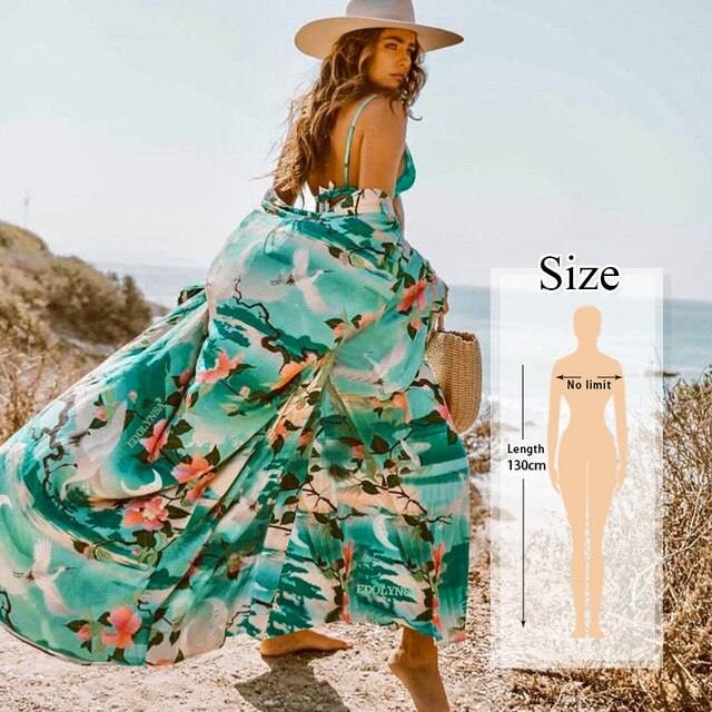 2020 Cotton Beach Kimono Women Cover ups Print Beach Cover up Saida de Banho Para Praia Sarong