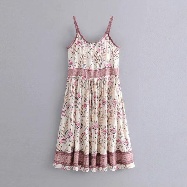 Pink White Floral Mini Dress