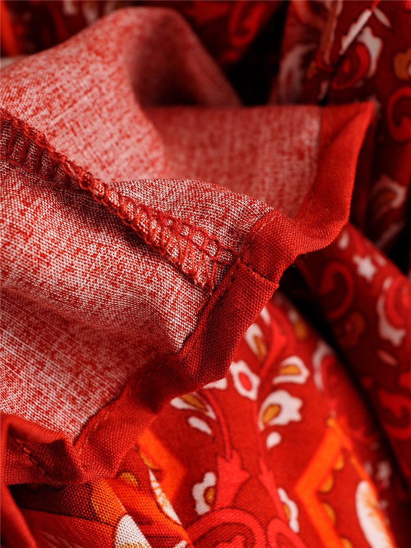 Red Floral Midi Dress