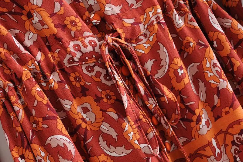 Orange / Red Floral Maxi Dress